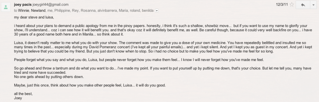 Screen Shot of Joey Pacis Albert’s email response to Steve Marshall’s first email