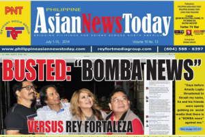 Busted Bomba News Front Page with Photo used without permission and consent.